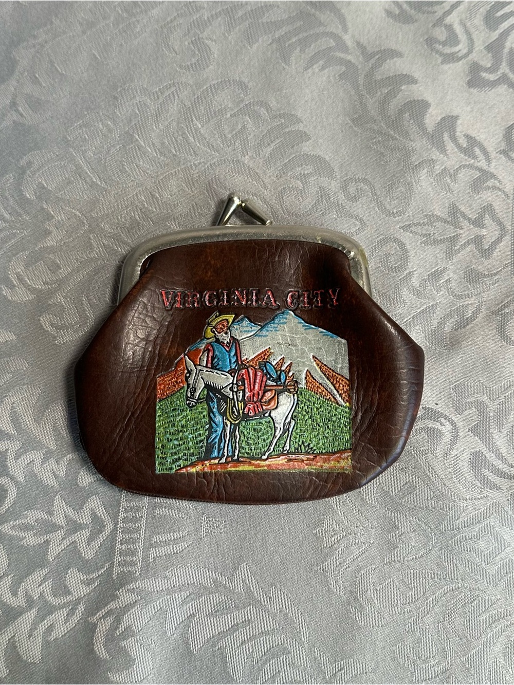 Vintage Virginia City Leather Coin Purse Cowboy Western 4”